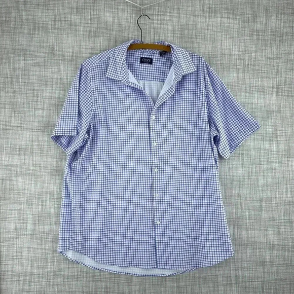 Chaps Traveler Shirt Short Sleeve Button Down Mens XL Blue Pink 4310 - Picture 1 of 8